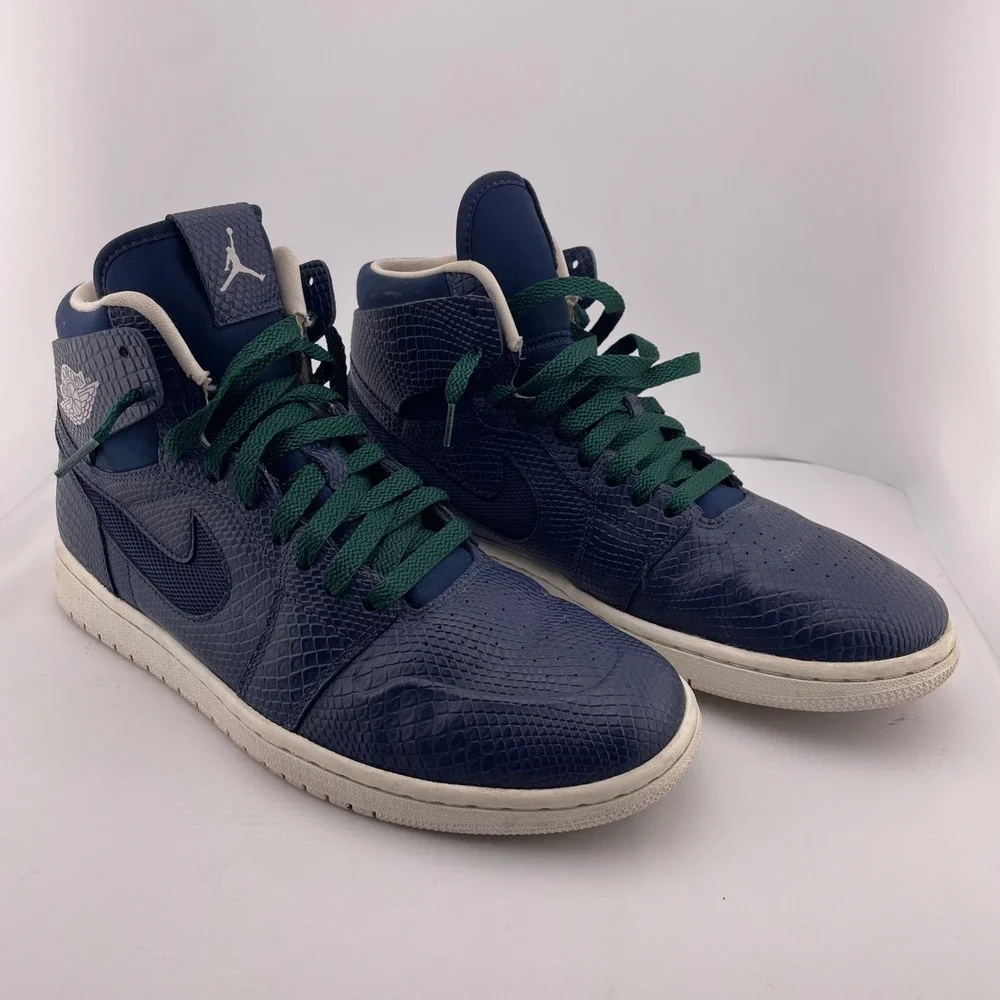 Jordan 1 Retro High Deconstructed Snakeskin Nouveau Navy Blue Sneakers Size 9.5